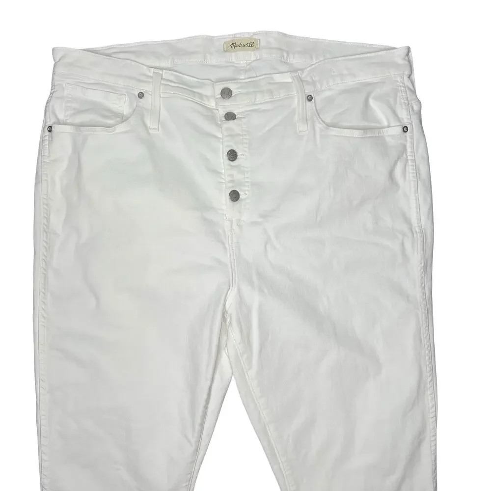 Madewell 10” High Rise Skinny Jeans Step Hem Pure White sz 36 Tall